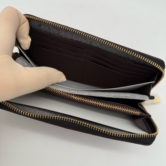 Coach Long Zip Around Wallet With Floral Print Black Red Gold - Picture 7 of 15